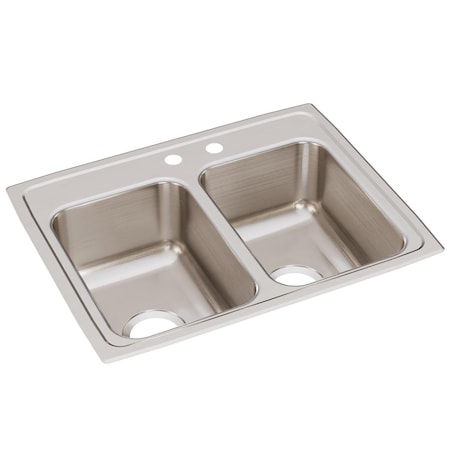 Elkay Lustertone Ss 25X19.5X7.6 Equal Double Bowl Drop-In Sink With Quick-Clip LRQ2519MR2